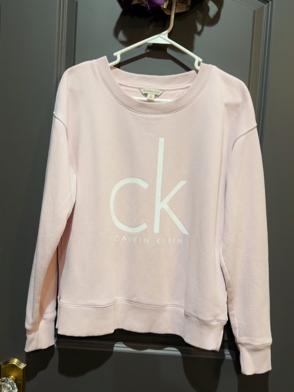 Calvin Klein Jeans Light Pink Crewneck Sweatshirt with White CK Logo